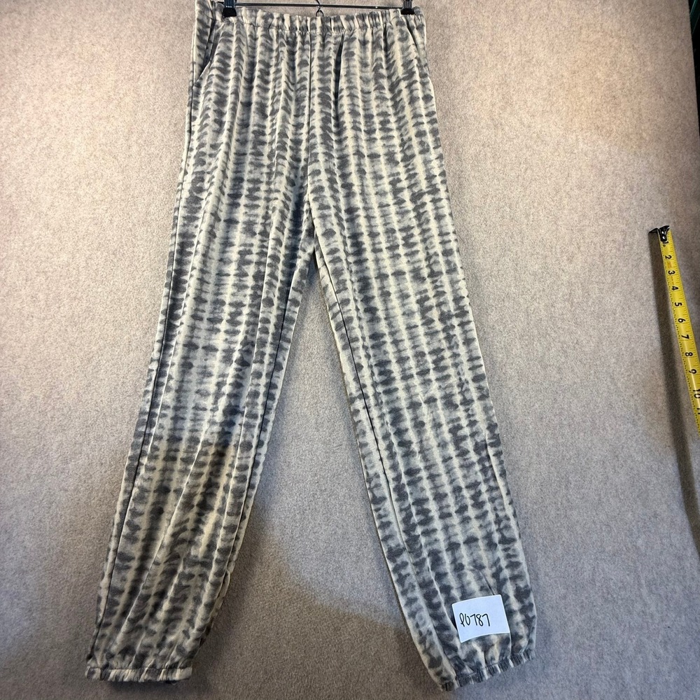 Lush Womens Tie Dye Joggers Grey Cream Elastic Waist Lounge Pants Medium